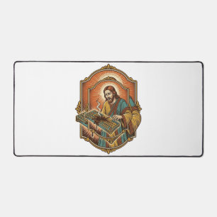 Jesus Coffee Spill Mechanical Keyboard Broken Tech Desk Mat