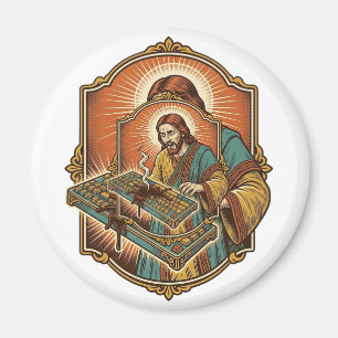Jesus Coffee Spill Mechanical Keyboard Broken Tech Magnet