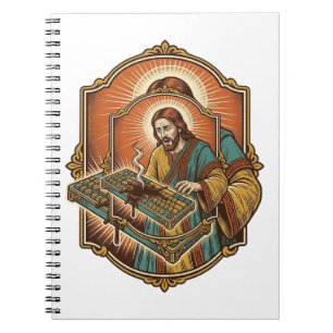 Jesus Coffee Spill Mechanical Keyboard Broken Tech Notebook