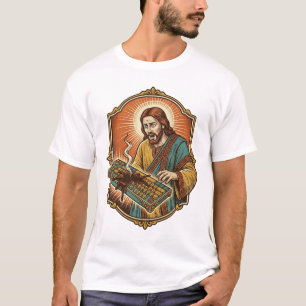 Jesus Coffee Spill Mechanical Keyboard Broken Tech T-Shirt