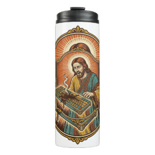Jesus Coffee Spill Mechanical Keyboard Broken Tech Thermal Tumbler