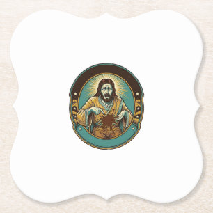 Jesus Coffee Stain Pants Before Meeting Office Wor Paper Coaster