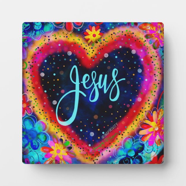 Jesus Colour Heart Inspirational Inspirivity Easel Plaque (Front)