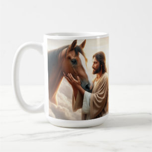 Jesus Comforting a Horse in Heavenly Light Coffee Mug