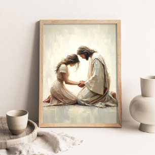 Jesus Comforting Woman, Christian Art, Jesus and  Poster