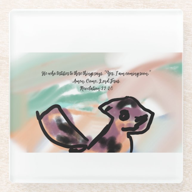 jesus coming  glass coaster (Front)
