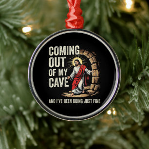 Jesus Coming Out Of My Cave Metal Tree Decoration