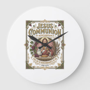 Jesus Communion Jesus Communion Christian Faith Vi Large Clock