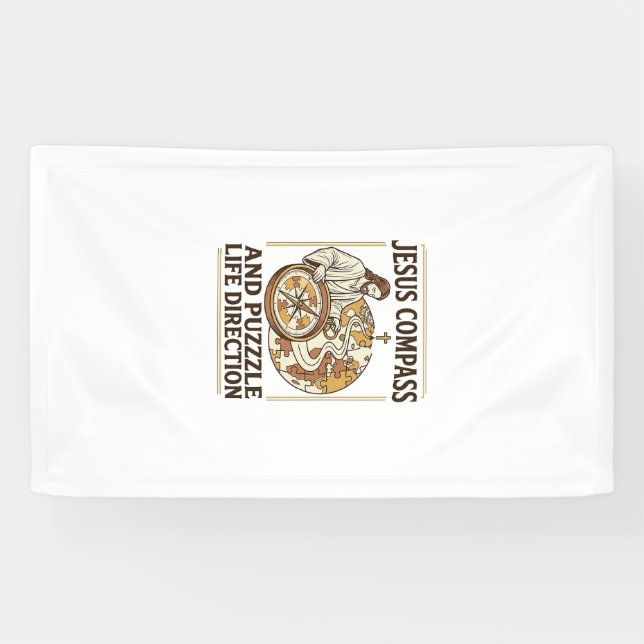 Jesus Compass And Puzzle Life Direction Jesus Comp Banner (Horizontal)