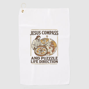 Jesus Compass And Puzzle Life Direction Jesus Comp Golf Towel