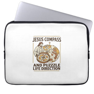 Jesus Compass And Puzzle Life Direction Jesus Comp Laptop Sleeve