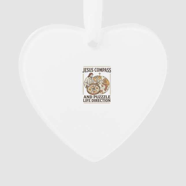 Jesus Compass And Puzzle Life Direction Jesus Comp Ornament (Front)