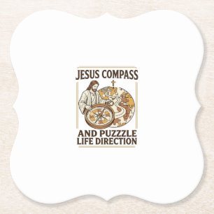 Jesus Compass And Puzzle Life Direction Jesus Comp Paper Coaster