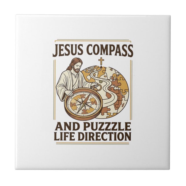 Jesus Compass And Puzzle Life Direction Jesus Comp Tile (Front)