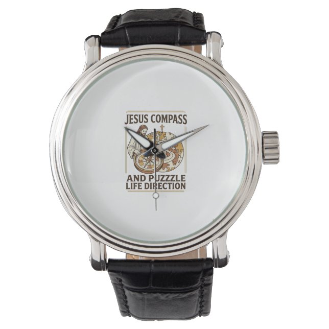 Jesus Compass And Puzzle Life Direction Jesus Comp Watch (Front)