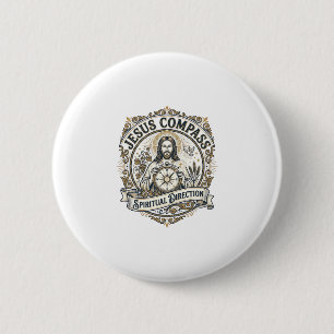 Jesus Compass Spiritual Direction Jesus Compass Sp 6 Cm Round Badge