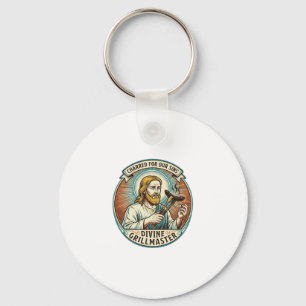 Jesus Completely Burnt Black Hot Dog BBQ Humor_1 Key Ring