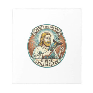 Jesus Completely Burnt Black Hot Dog BBQ Humor_1 Notepad
