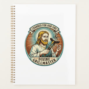 Jesus Completely Burnt Black Hot Dog BBQ Humor_1 Planner