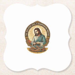 Jesus Completely Deflated Flat Yoga Ball Gym Humou Paper Coaster