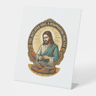 Jesus Completely Deflated Flat Yoga Ball Gym Humou Pedestal Sign