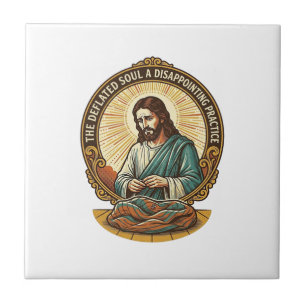 Jesus Completely Deflated Flat Yoga Ball Gym Humou Tile