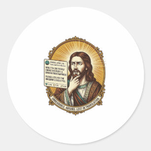 Jesus Confused Auto Translate Post Fail Social Hum Classic Round Sticker