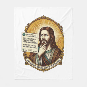 Jesus Confused Auto Translate Post Fail Social Hum Fleece Blanket