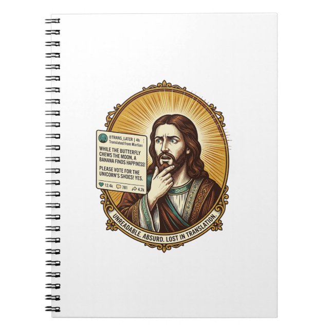 Jesus Confused Auto Translate Post Fail Social Hum Notebook (Front)