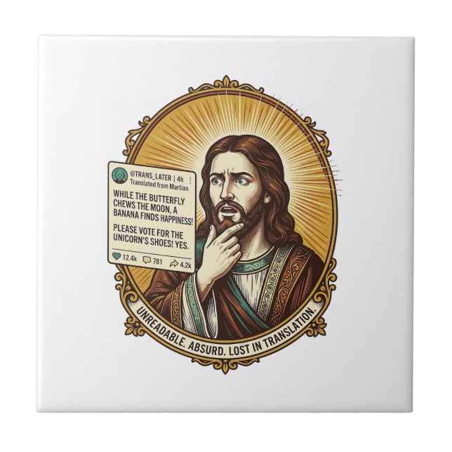 Jesus Confused Auto Translate Post Fail Social Hum Tile (Front)