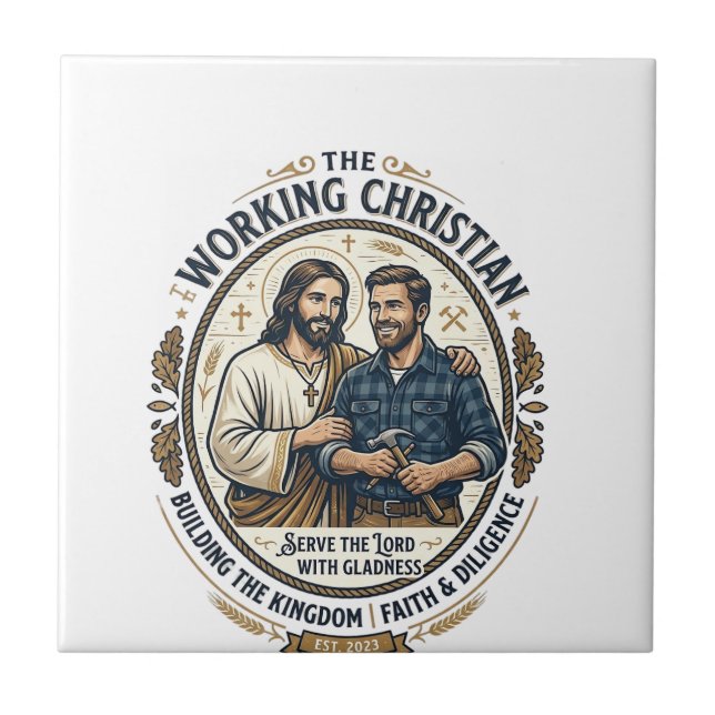 Jesus Construction Trades Shirt Christian Graphic_ Tile (Front)