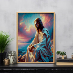 Jesus Contemplation Beside Still Waters Poster