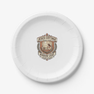 Jesus Cottage Window Light Jesus Cottage Window Li Paper Plate