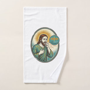 Jesus Coughing Mid Voice Note Audio Message Textin Hand Towel