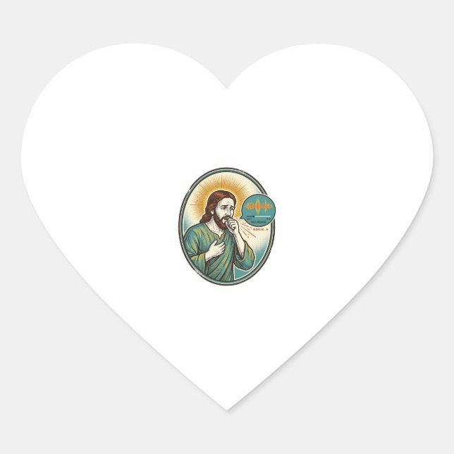 Jesus Coughing Mid Voice Note Audio Message Textin Heart Sticker (Front)