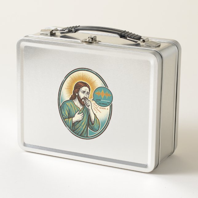 Jesus Coughing Mid Voice Note Audio Message Textin Metal Lunch Box (Front)