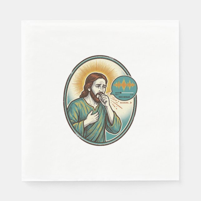 Jesus Coughing Mid Voice Note Audio Message Textin Napkin (Front)