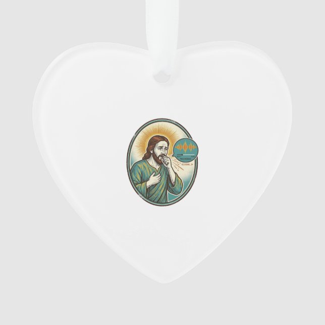 Jesus Coughing Mid Voice Note Audio Message Textin Ornament (Front)