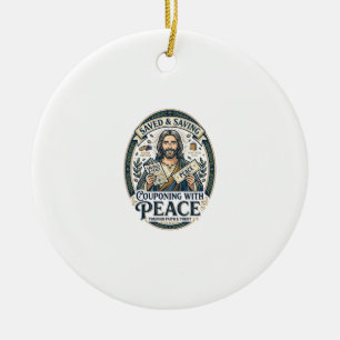 Jesus Coupon Thrift Frugal Shirt Faith Based Desig Ceramic Tree Decoration