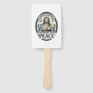 Jesus Coupon Thrift Frugal Shirt Faith Based Desig Hand Fan