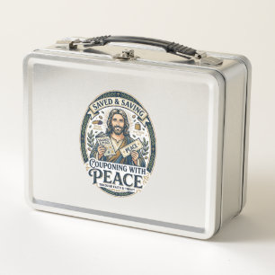 Jesus Coupon Thrift Frugal Shirt Faith Based Desig Metal Lunch Box