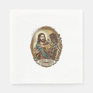 Jesus Crashing Party Jenga Tower Game Fail Humor_1 Napkin