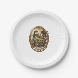 Jesus Crashing Party Jenga Tower Game Fail Humor_1 Paper Plate