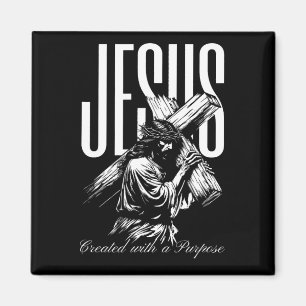 Jesus Created With A Purpose Vintage Faith Over Fe Magnet