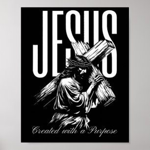 Jesus Created With A Purpose Vintage Faith Over Fe Poster