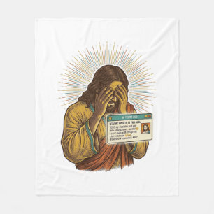 Jesus Cringing Ten Year Old Status Update Humor_1 Fleece Blanket