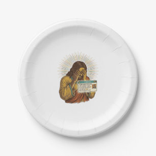 Jesus Cringing Ten Year Old Status Update Humor_1 Paper Plate