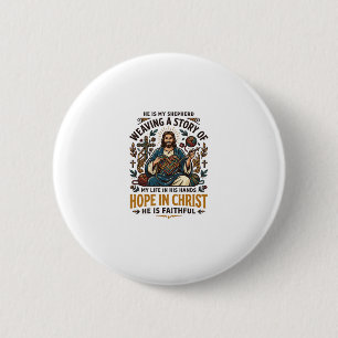 Jesus Crochet Knitting T-Shirt Inspirational Faith 6 Cm Round Badge