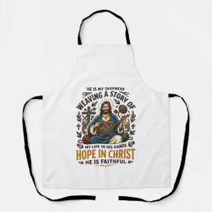 Jesus Crochet Knitting T-Shirt Inspirational Faith Apron