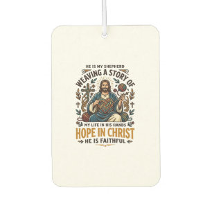 Jesus Crochet Knitting T-Shirt Inspirational Faith Car Air Freshener